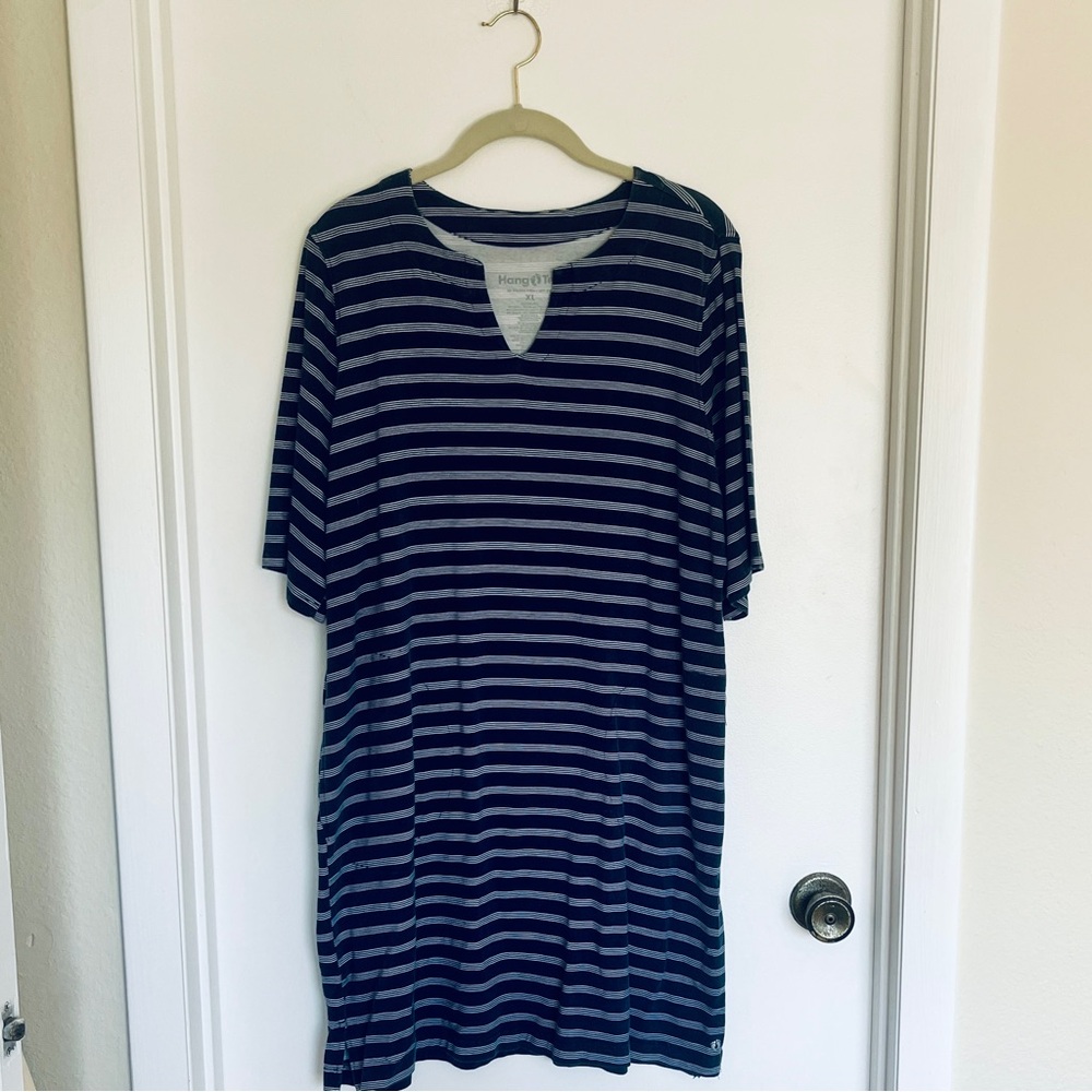 Hang Ten Navy Stripe Summer Dress with UPF50, XL‎